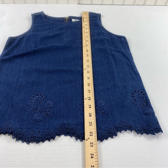 Madewell Iris Lace Denim Chambray Zippered Back Top Tank Size Small - Picture 10 of 11